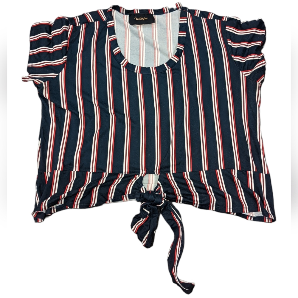 Red,White,and Navy Stripped Crop Top 1XL